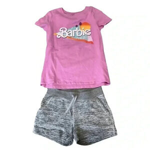 Barbie Size Large Girls Graphic Tee & 90 Degrees Grey Shorts. Preloved